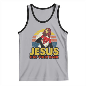 Funny Jesus Satan Meme Tank Top Has Your Back Jiu Jitsu Retro Religious Christian TS02 Athletic Heather Black Print Your Wear