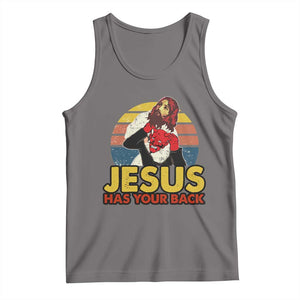 Funny Jesus Satan Meme Tank Top Has Your Back Jiu Jitsu Retro Religious Christian TS02 Deep Heather Print Your Wear