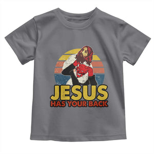 Funny Jesus Satan Meme Toddler T Shirt Has Your Back Jiu Jitsu Retro Religious Christian TS02 Charcoal Print Your Wear