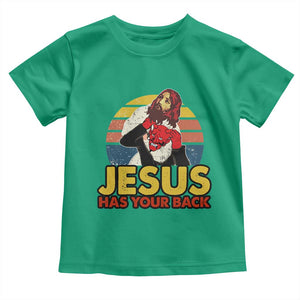 Funny Jesus Satan Meme Toddler T Shirt Has Your Back Jiu Jitsu Retro Religious Christian TS02 Irish Green Print Your Wear