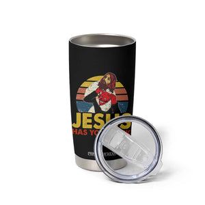 Funny Jesus Satan Meme Tumbler Cup Has Your Back Jiu Jitsu Retro Religious Christian TS02 Print Your Wear