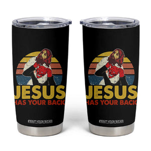 Funny Jesus Satan Meme Tumbler Cup Has Your Back Jiu Jitsu Retro Religious Christian TS02 Black Print Your Wear