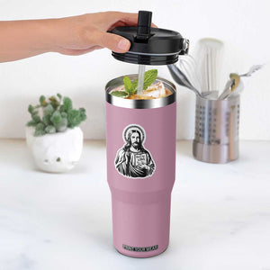 Funny Jesus Saying Flip Straw Tumbler Don't Be A D*ck TS02 One Size: 30 oz Light Pink Print Your Wear