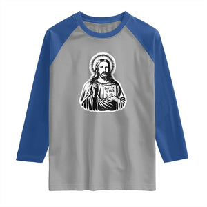 Funny Jesus Saying Raglan Shirt Don't Be A D*ck TS02 Sport Gray Royal Print Your Wear