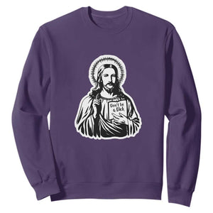 Funny Jesus Saying Sweatshirt Don't Be A D*ck TS02 Purple Print Your Wear