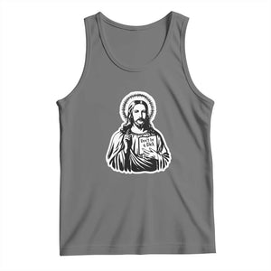Funny Jesus Saying Tank Top Don't Be A D*ck TS02 Black Heather Print Your Wear