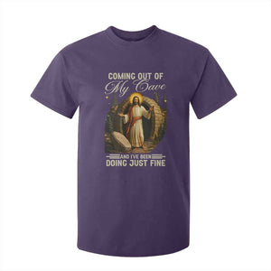 Funny Jesus T Shirt For Kid Coming Out Of My Cave And I've Been Doing Just Fine TS02 Purple Print Your Wear