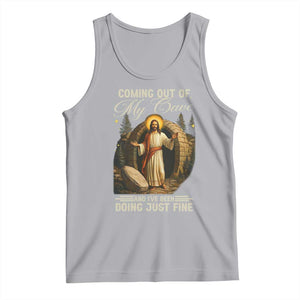 Funny Jesus Tank Top Coming Out Of My Cave And I've Been Doing Just Fine TS02 Athletic Heather Print Your Wear
