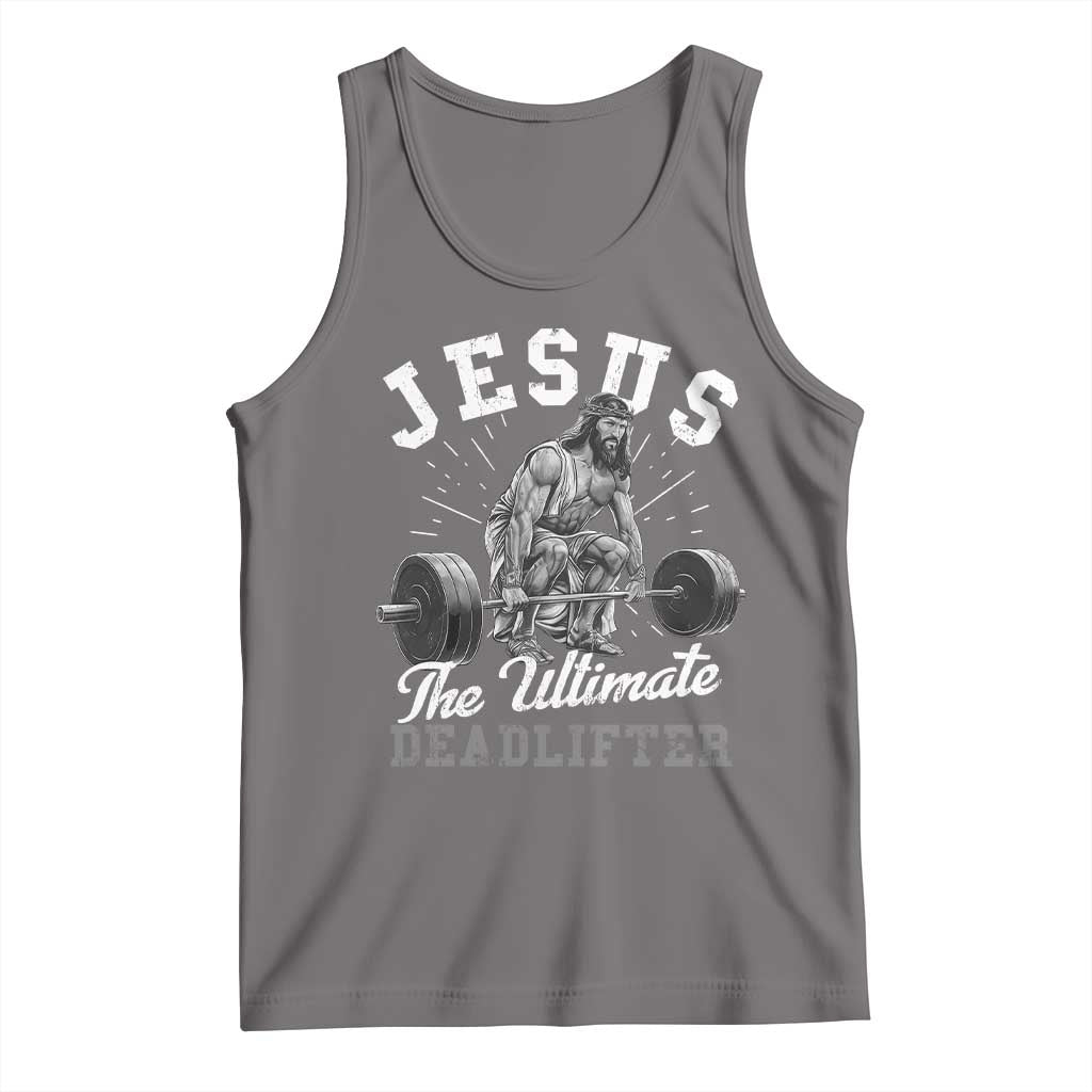 Funny Jesus The Ultimate Deadlifter Tank Top Christian Workout Gym TS11 Deep Heather Print Your Wear
