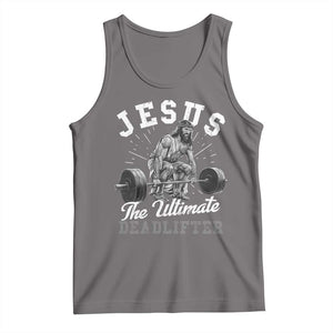 Funny Jesus The Ultimate Deadlifter Tank Top Christian Workout Gym TS11 Deep Heather Print Your Wear