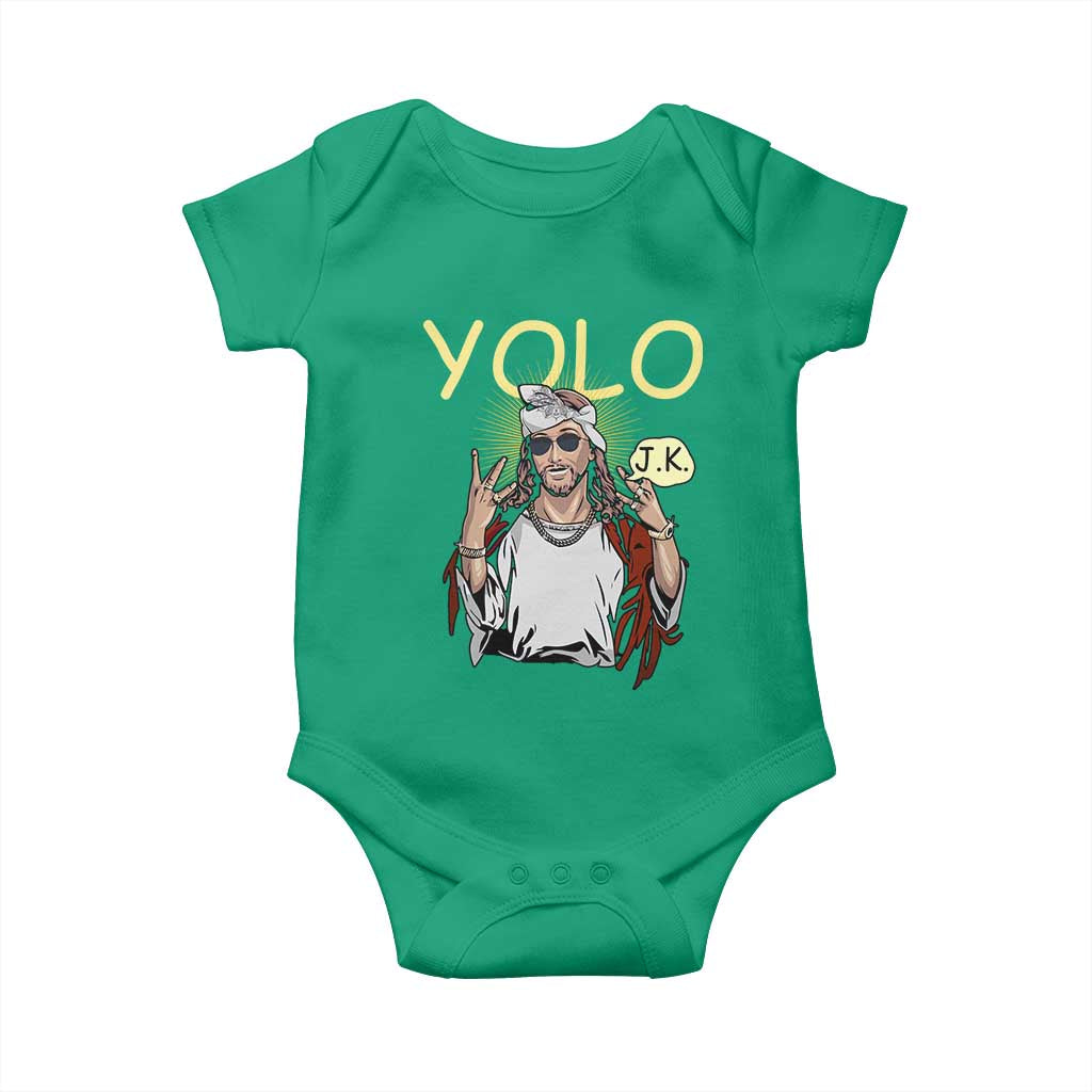 Funny Jesus YOLO JK Baby Onesie Just Kidding Funny Christian Religious TS02 Irish Green Print Your Wear