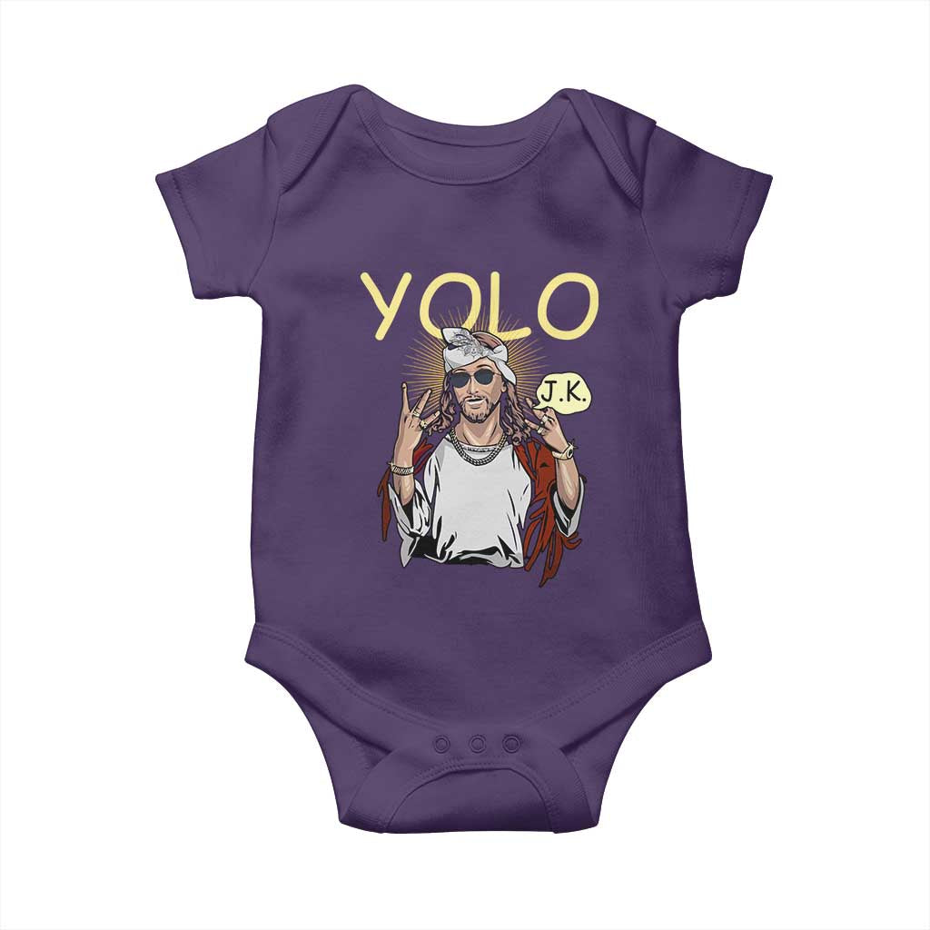 Funny Jesus YOLO JK Baby Onesie Just Kidding Funny Christian Religious TS02 Purple Print Your Wear