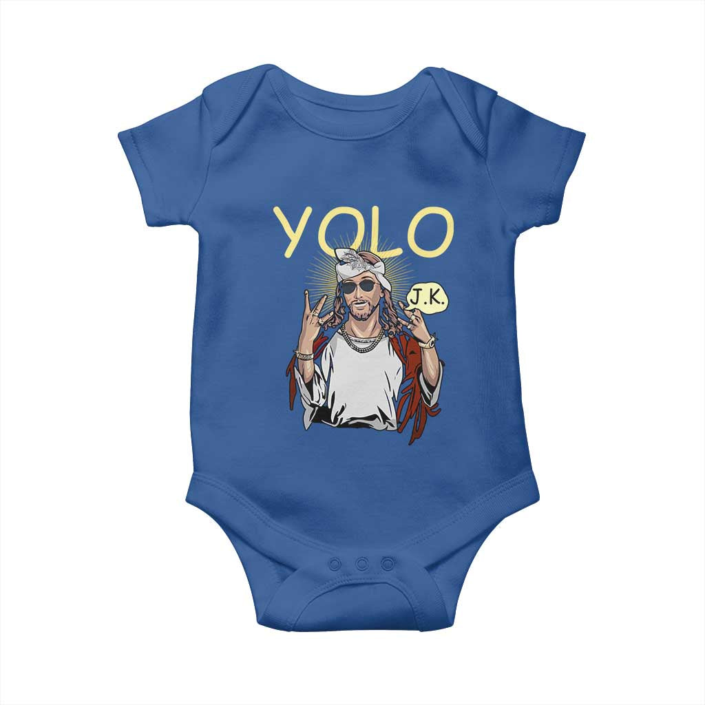 Funny Jesus YOLO JK Baby Onesie Just Kidding Funny Christian Religious TS02 Royal Blue Print Your Wear