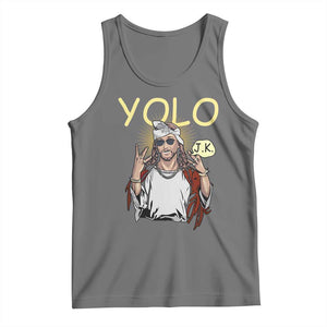 Funny Jesus YOLO JK Tank Top Just Kidding Funny Christian Religious TS02 Black Heather Print Your Wear