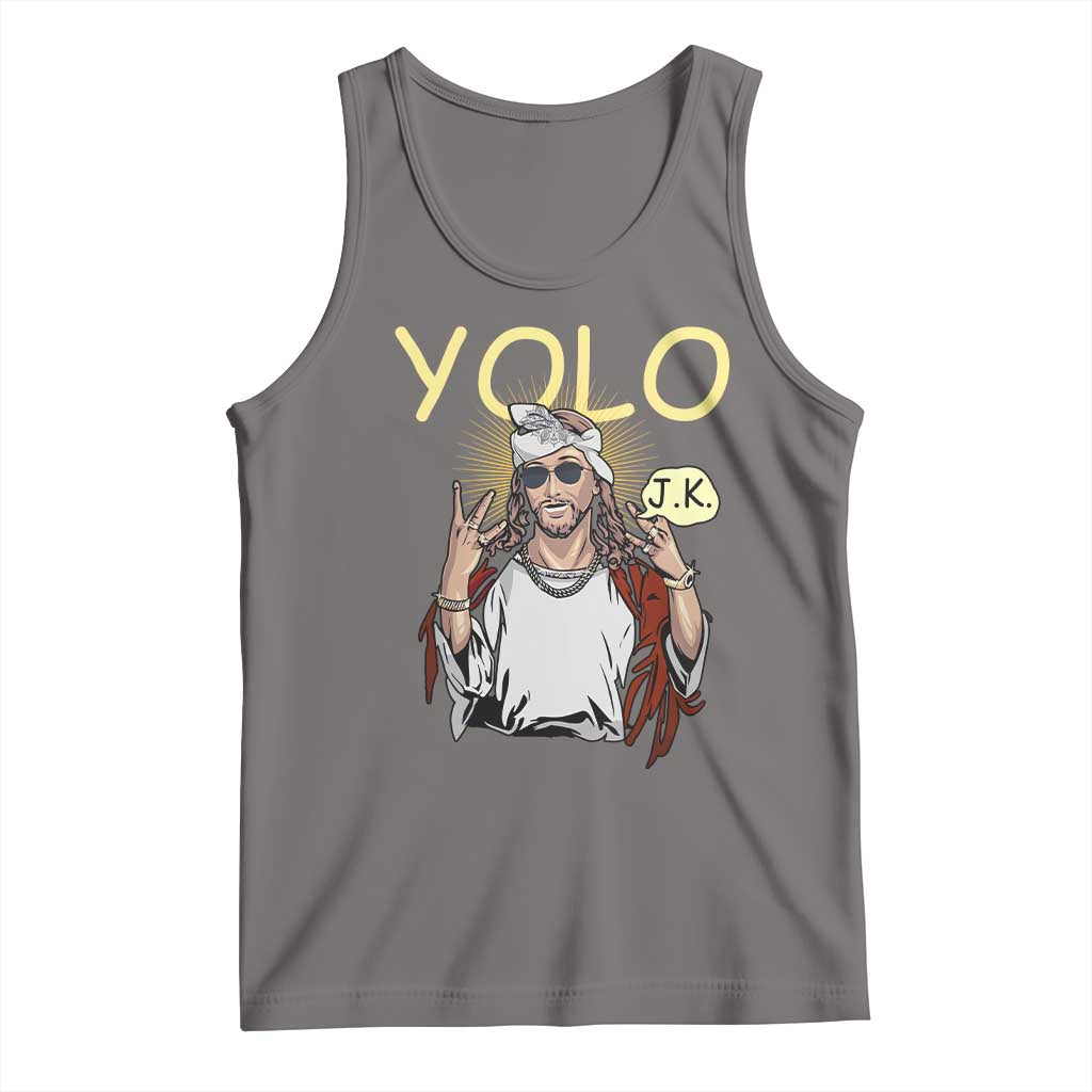 Funny Jesus YOLO JK Tank Top Just Kidding Funny Christian Religious TS02 Deep Heather Print Your Wear