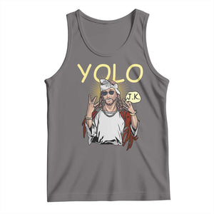 Funny Jesus YOLO JK Tank Top Just Kidding Funny Christian Religious TS02 Deep Heather Print Your Wear