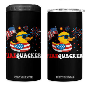 Funny July 4th 4 in 1 Can Cooler Tumbler Patriotic Duck Firequacker American Flag TS10 One Size: 16 oz Black Print Your Wear