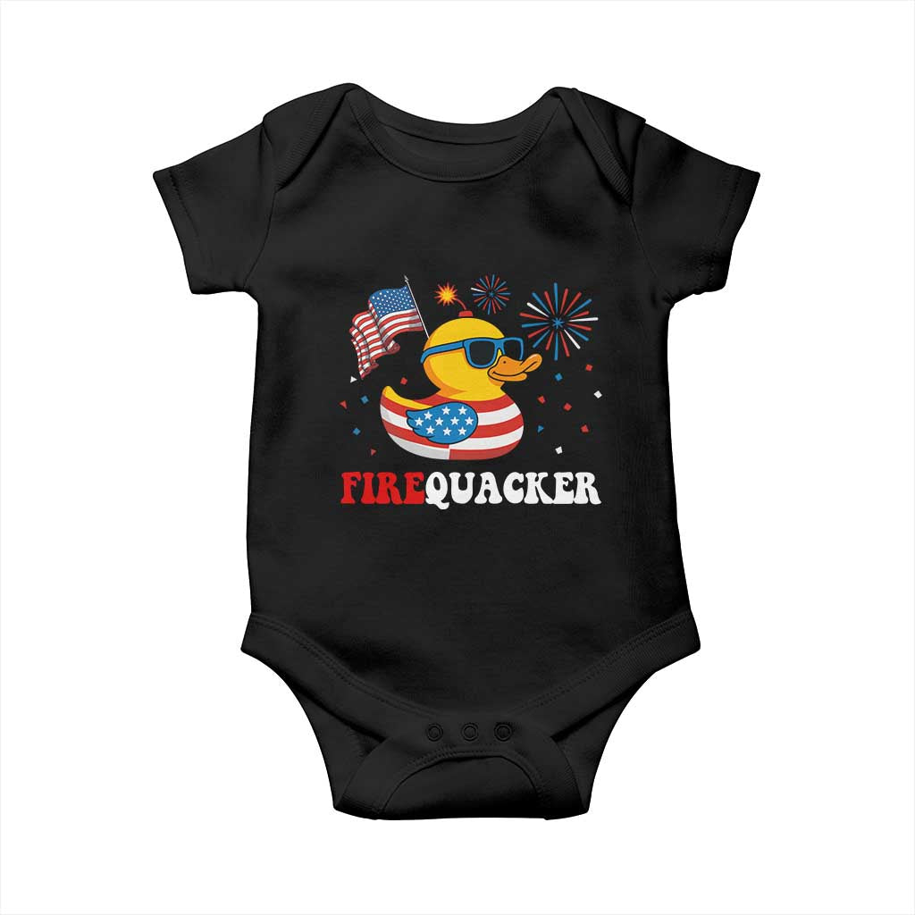 Funny July 4th Baby Onesie Patriotic Duck Firequacker American Flag TS10 Black Print Your Wear