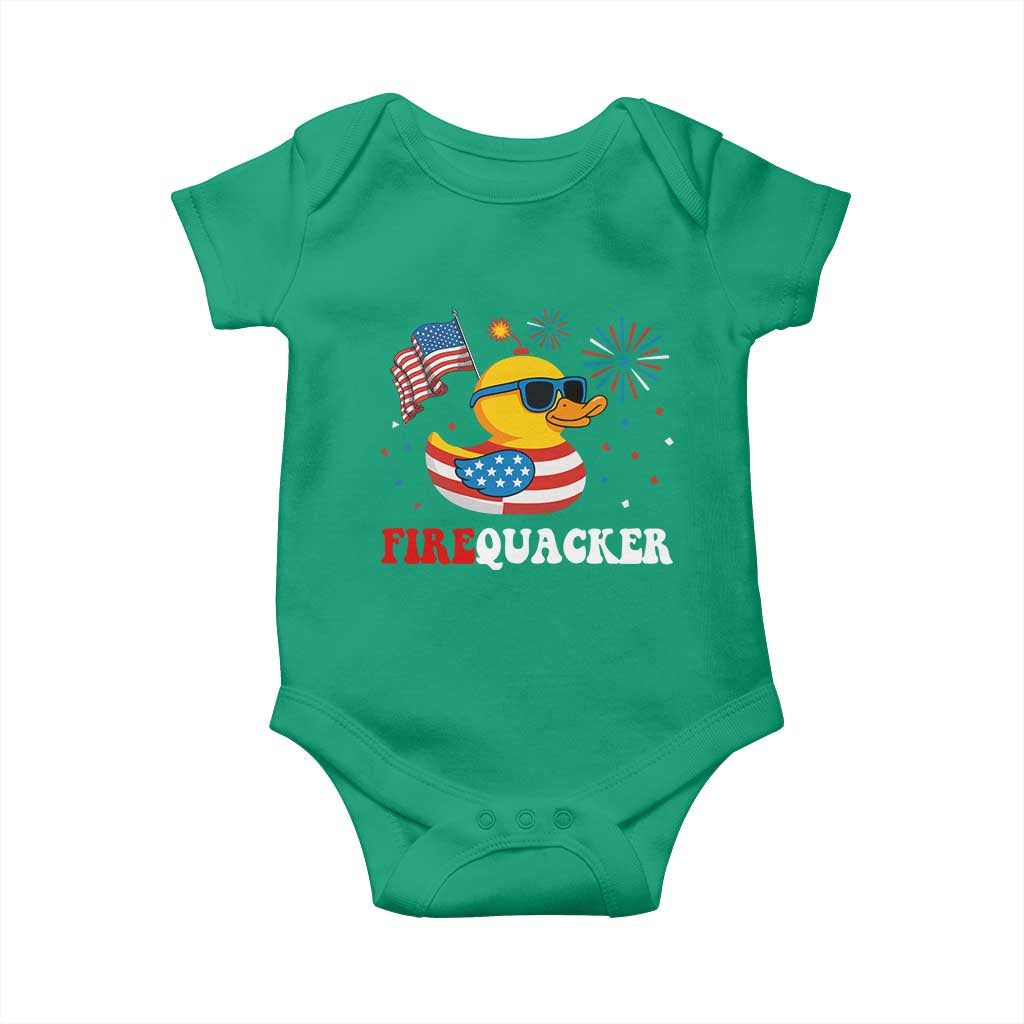 Funny July 4th Baby Onesie Patriotic Duck Firequacker American Flag TS10 Irish Green Print Your Wear