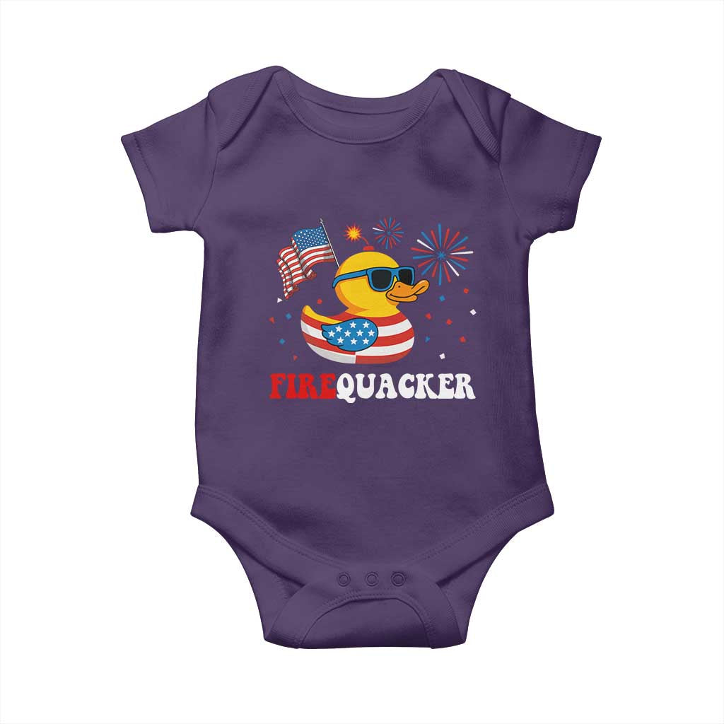 Funny July 4th Baby Onesie Patriotic Duck Firequacker American Flag TS10 Purple Print Your Wear