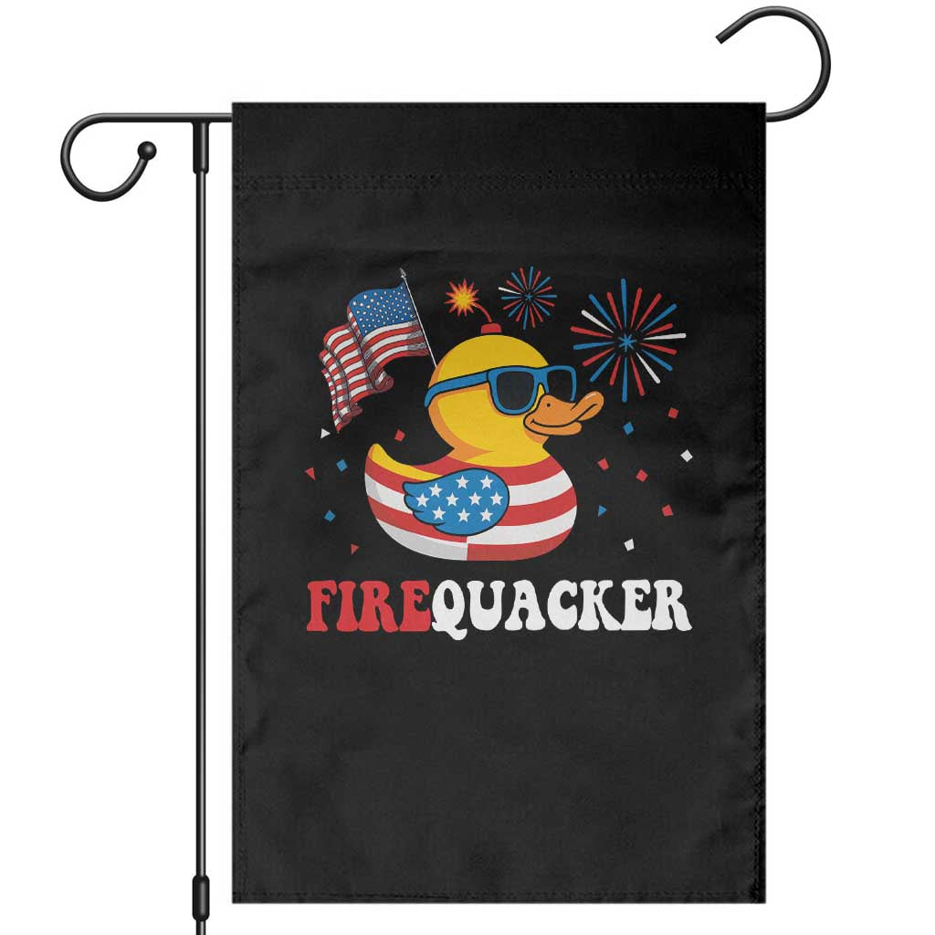 Funny July 4th Garden Flag Patriotic Duck Firequacker American Flag TS10 Black Print Your Wear