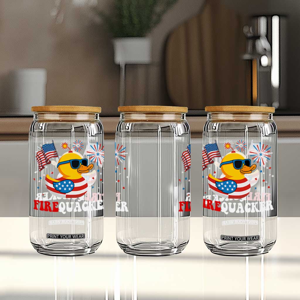 Funny July 4th Glass Can Patriotic Duck Firequacker American Flag TS10 Print Your Wear