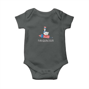Funny July 4th Goose Baby Onesie Patriotic Goose Firework Firequacker Independence Day TS10 Dark Heather Print Your Wear