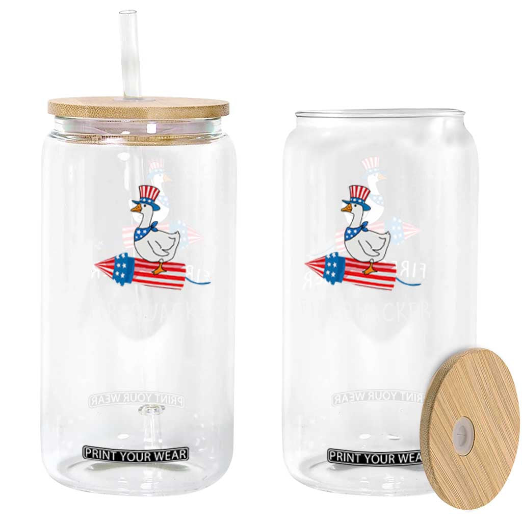 Funny July 4th Goose Glass Can Patriotic Goose Firework Firequacker Independence Day TS10 Black Print Your Wear