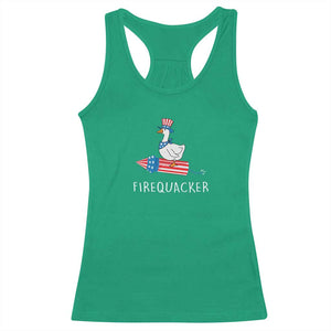 Funny July 4th Goose Racerback Tank Top Patriotic Goose Firework Firequacker Independence Day TS10 Irish Green Print Your Wear