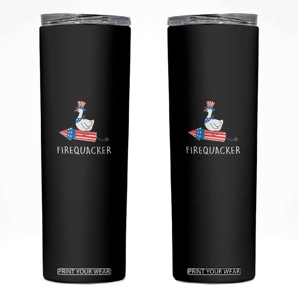 Funny July 4th Goose Skinny Tumbler Patriotic Goose Firework Firequacker Independence Day TS10 Black Print Your Wear