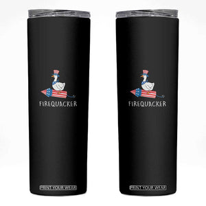 Funny July 4th Goose Skinny Tumbler Patriotic Goose Firework Firequacker Independence Day TS10 Black Print Your Wear