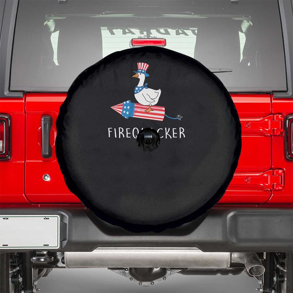 Funny July 4th Goose Spare Tire Cover Patriotic Goose Firework Firequacker Independence Day TS10 Black Print Your Wear
