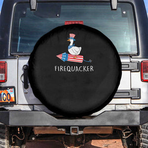 Funny July 4th Goose Spare Tire Cover Patriotic Goose Firework Firequacker Independence Day TS10 No hole Black Print Your Wear