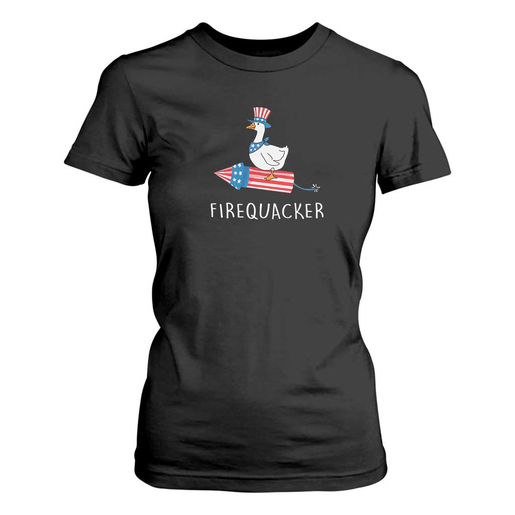 Funny July 4th Goose T Shirt For Women Patriotic Goose Firework Firequacker Independence Day TS10 Black Print Your Wear