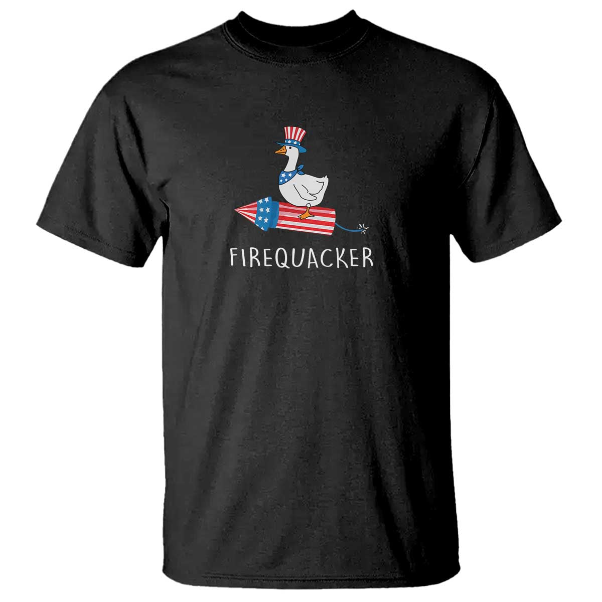 Funny July 4th Goose T Shirt Patriotic Goose Firework Firequacker Independence Day TS10 Black Print Your Wear