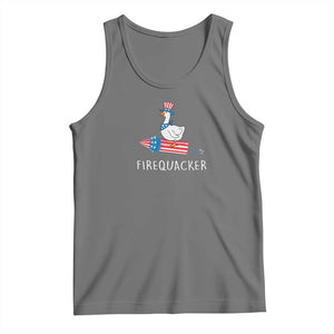 Funny July 4th Goose Tank Top Patriotic Goose Firework Firequacker Independence Day TS10 Black Heather Print Your Wear