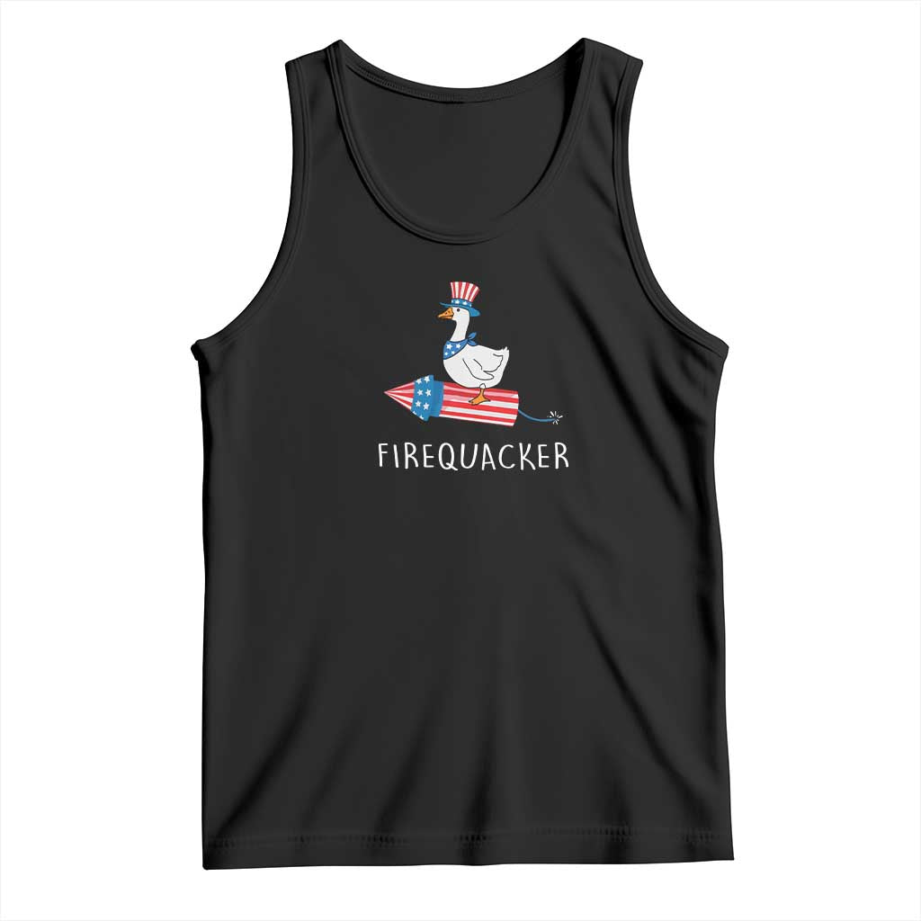 Funny July 4th Goose Tank Top Patriotic Goose Firework Firequacker Independence Day TS10 Black Print Your Wear