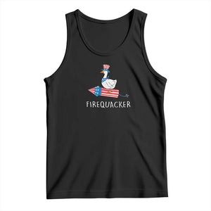 Funny July 4th Goose Tank Top Patriotic Goose Firework Firequacker Independence Day TS10 Black Print Your Wear