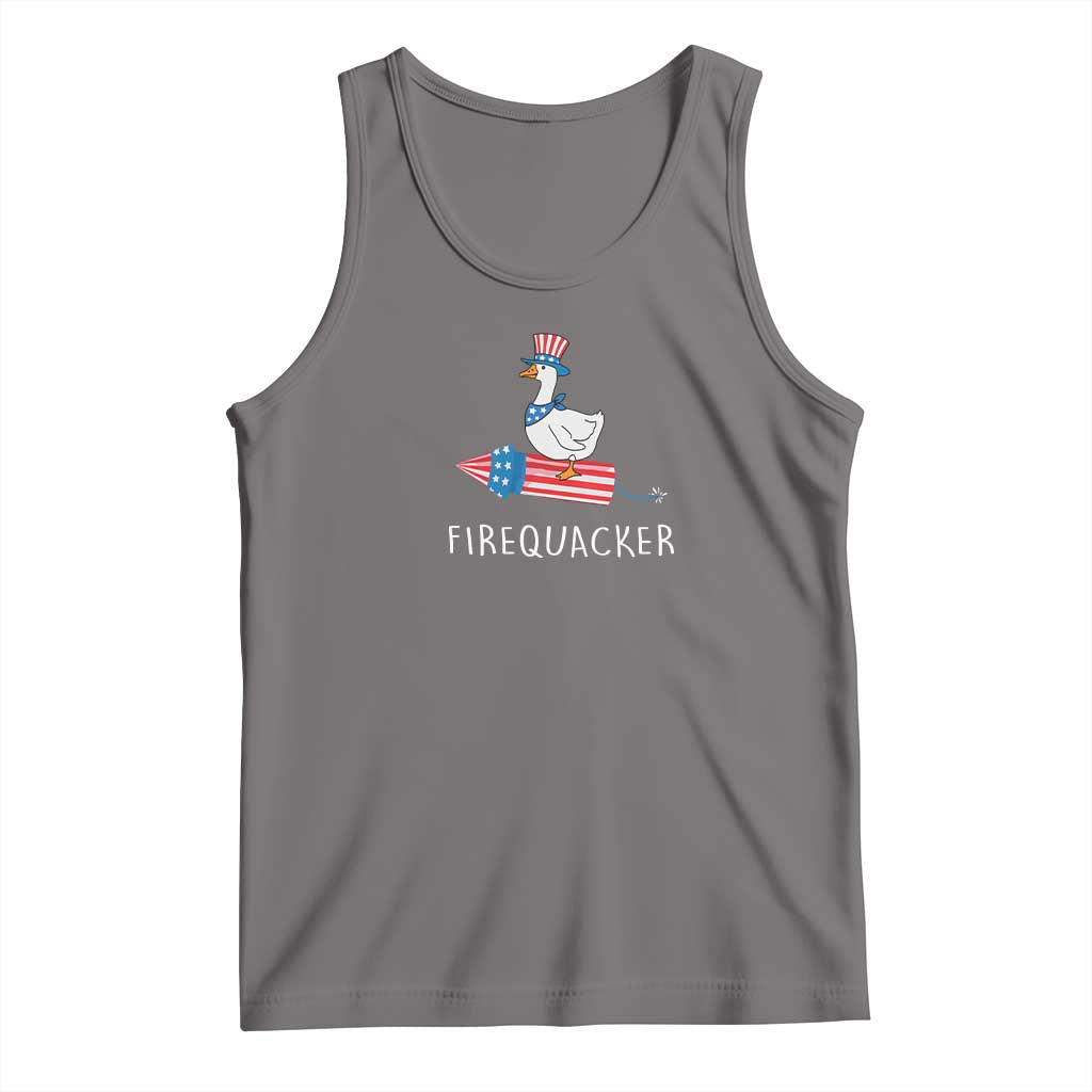 Funny July 4th Goose Tank Top Patriotic Goose Firework Firequacker Independence Day TS10 Deep Heather Print Your Wear