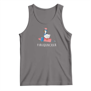 Funny July 4th Goose Tank Top Patriotic Goose Firework Firequacker Independence Day TS10 Deep Heather Print Your Wear