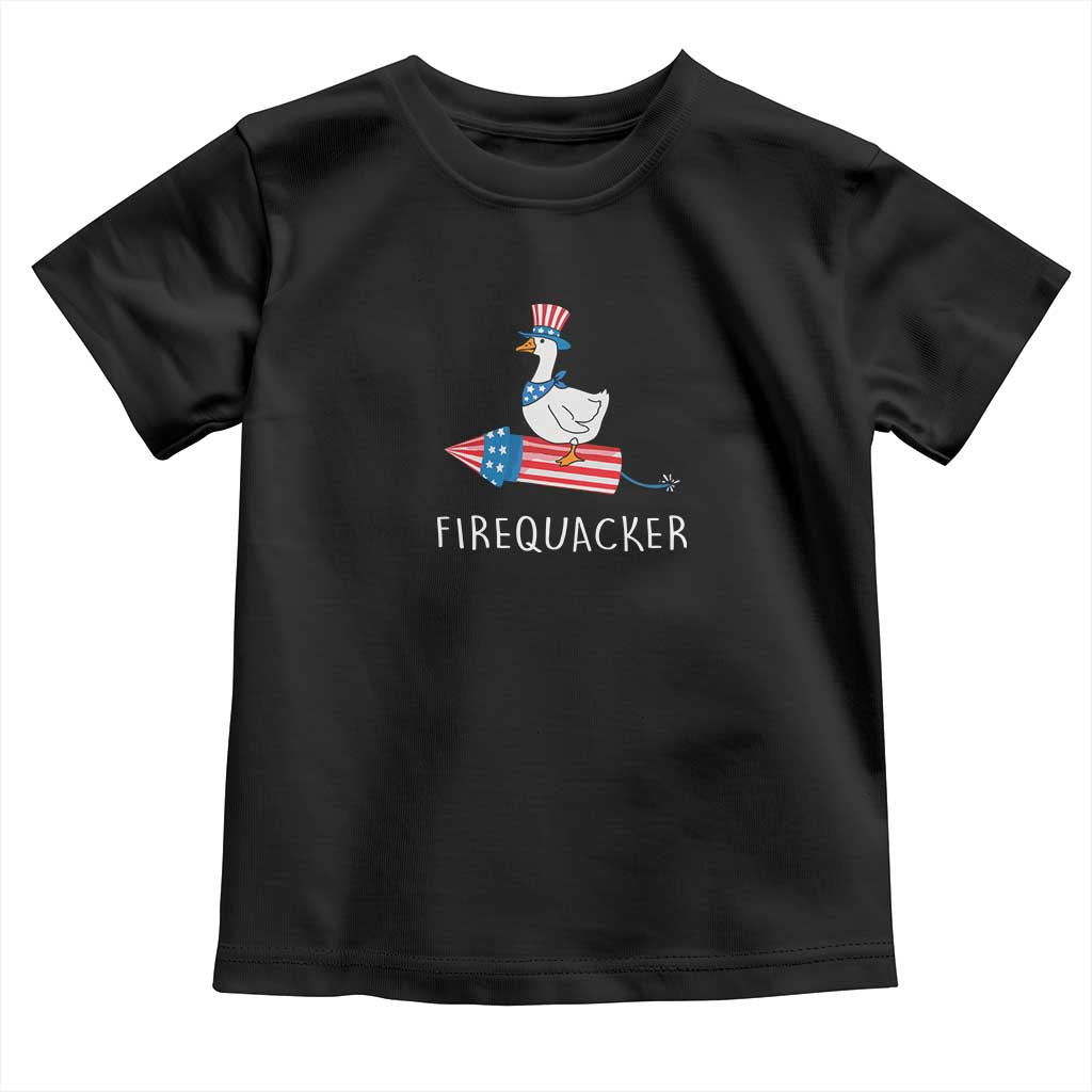 Funny July 4th Goose Toddler T Shirt Patriotic Goose Firework Firequacker Independence Day TS10 Black Print Your Wear