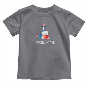 Funny July 4th Goose Toddler T Shirt Patriotic Goose Firework Firequacker Independence Day TS10 Charcoal Print Your Wear