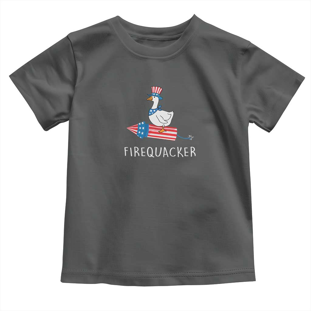 Funny July 4th Goose Toddler T Shirt Patriotic Goose Firework Firequacker Independence Day TS10 Dark Heather Print Your Wear