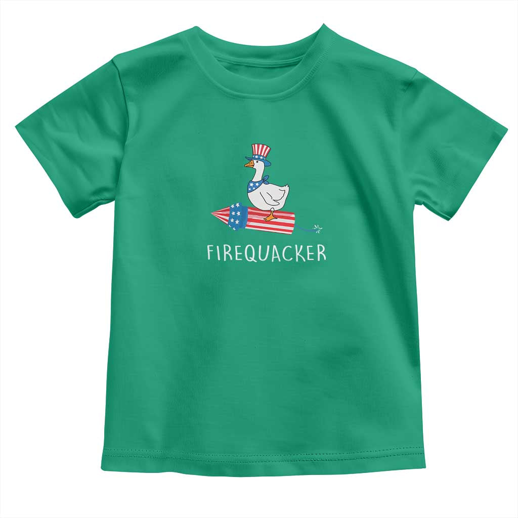 Funny July 4th Goose Toddler T Shirt Patriotic Goose Firework Firequacker Independence Day TS10 Irish Green Print Your Wear