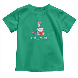 Funny July 4th Goose Toddler T Shirt Patriotic Goose Firework Firequacker Independence Day TS10 Irish Green Print Your Wear