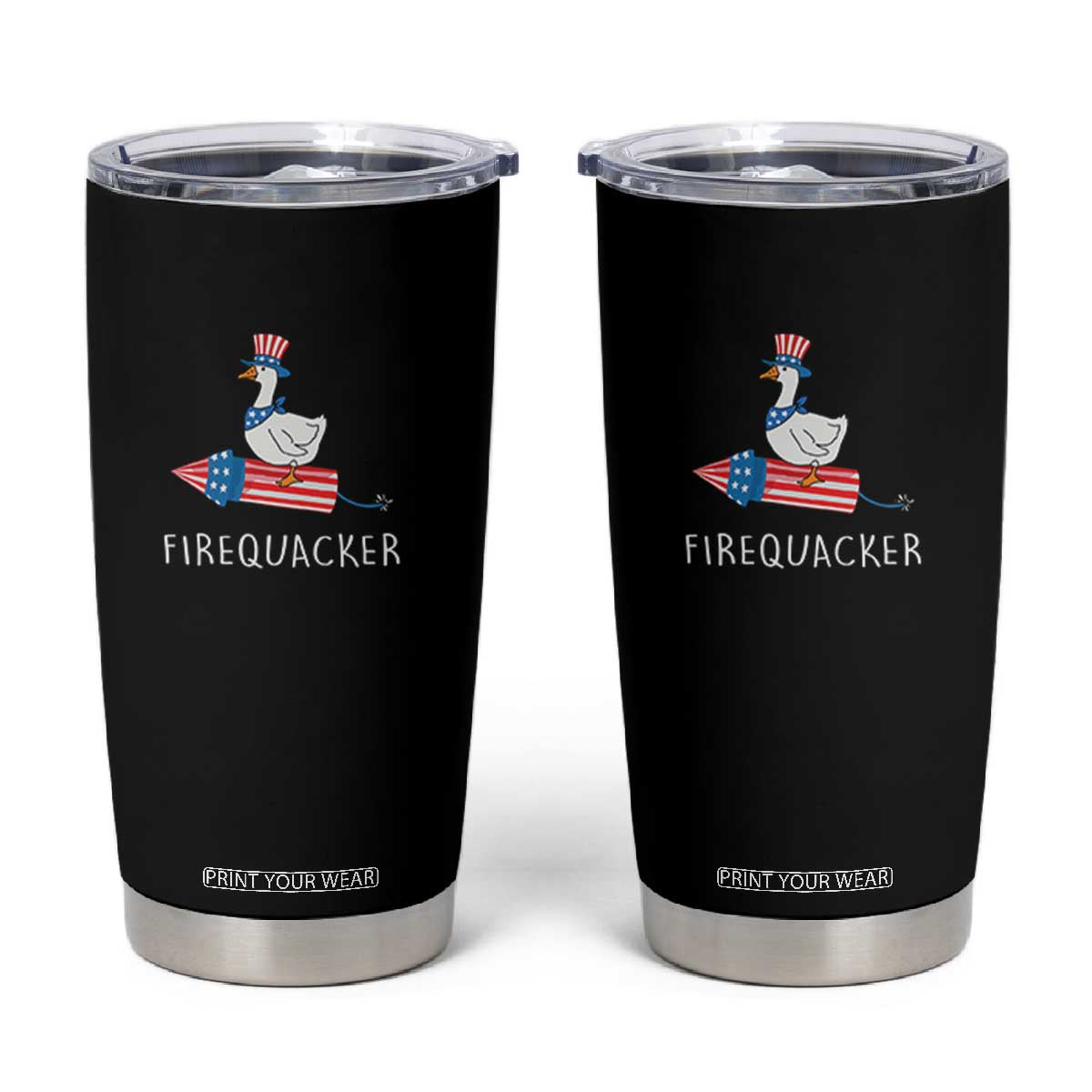 Funny July 4th Goose Tumbler Cup Patriotic Goose Firework Firequacker Independence Day TS10 Black Print Your Wear