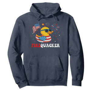 Funny July 4th Hoodie Patriotic Duck Firequacker American Flag TS10 Navy Print Your Wear