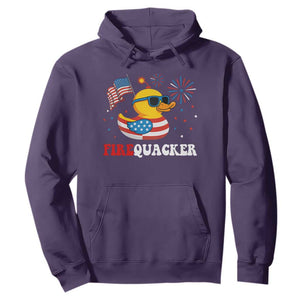 Funny July 4th Hoodie Patriotic Duck Firequacker American Flag TS10 Purple Print Your Wear