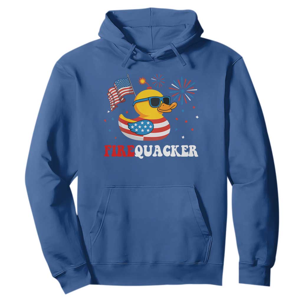 Funny July 4th Hoodie Patriotic Duck Firequacker American Flag TS10 Royal Blue Print Your Wear