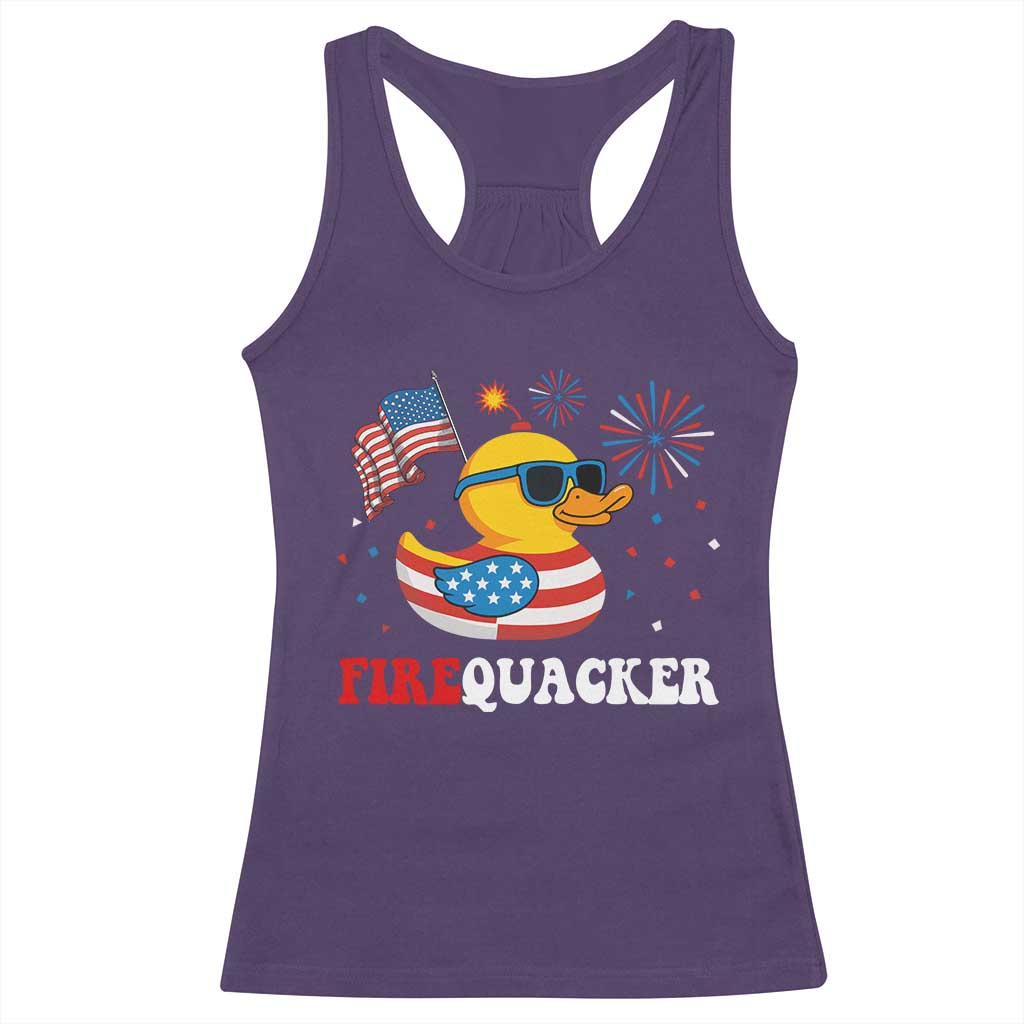 Funny July 4th Racerback Tank Top Patriotic Duck Firequacker American Flag TS10 Purple Print Your Wear